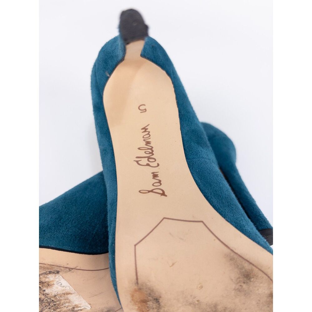 Sam Edelman Hazel Womens Teal Blue Suede Pointed Toe Stiletto Heels Pumps Size 5 - Picture 4 of 9